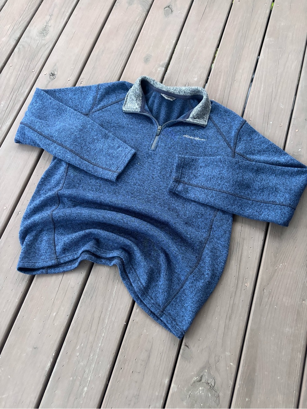 Eddie Bauer Mens XL Navy Sweater Fleece Quarter Zip